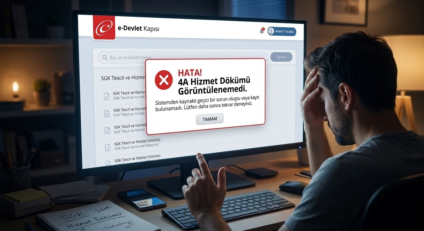 4A Hizmet Dökümü Görünmüyor