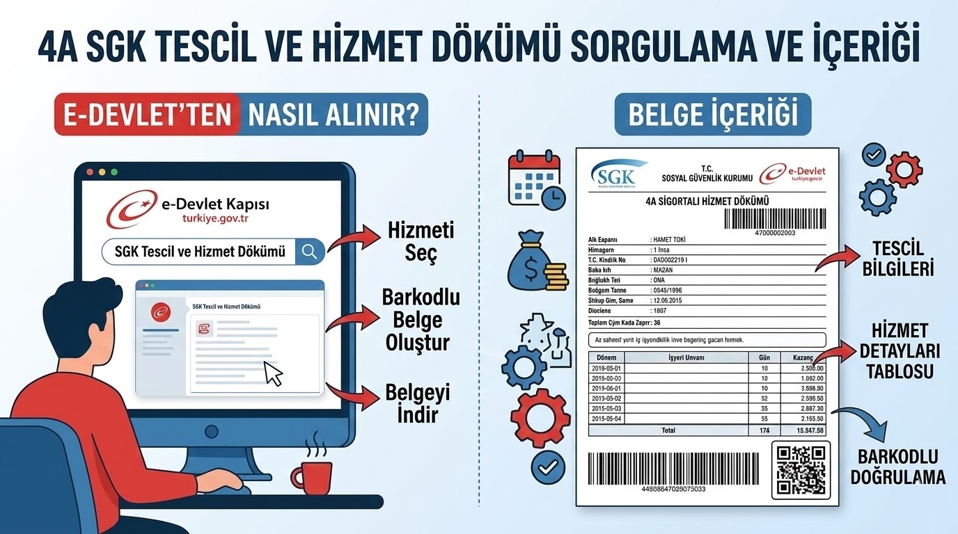 4A Sgk Tescil Ve Hizmet Dökümü
