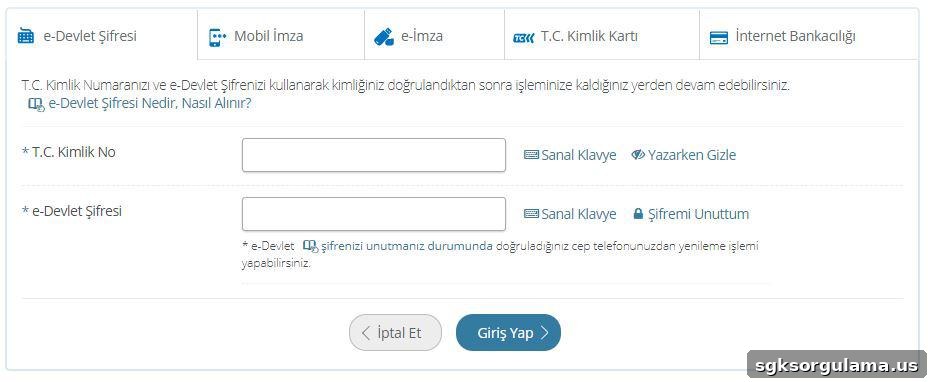 e-government login screen