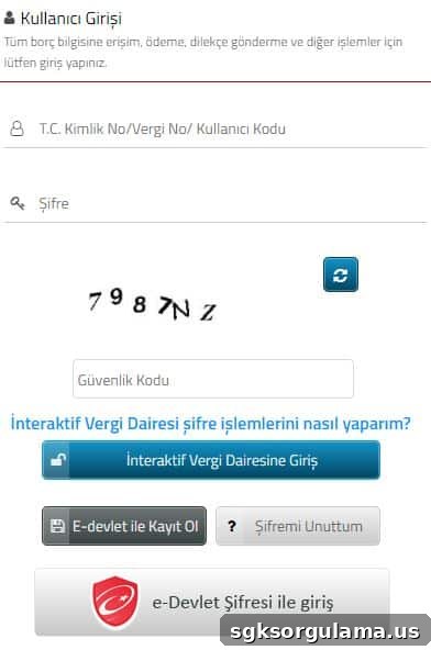 GİB login screen