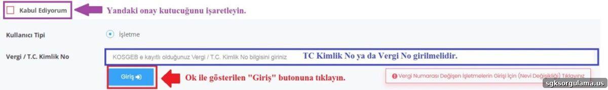 kosgeb kabul ediyorum seçeneği