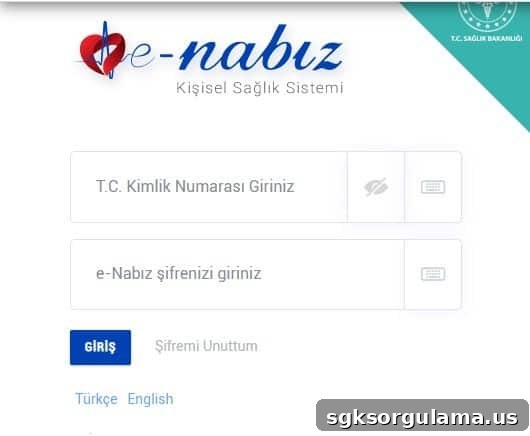 e-nabiz giriş ekranı