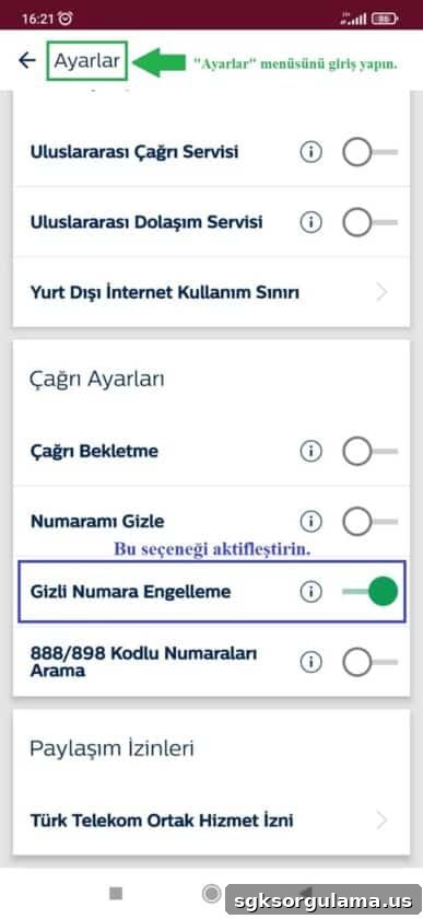 türk telekom hat ayarları ekrnaı