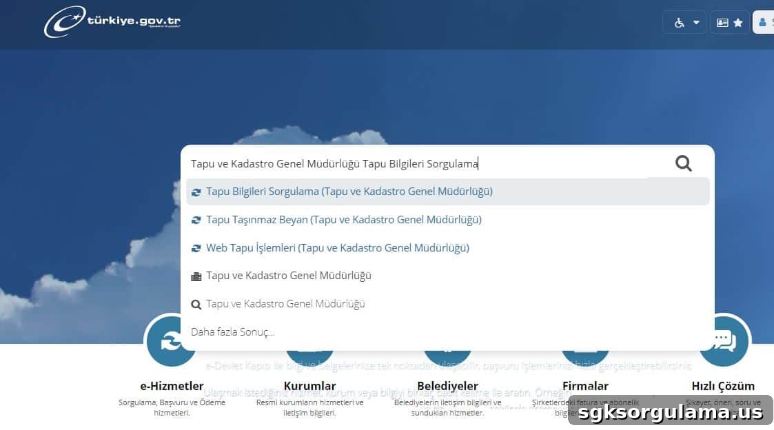 e-devlet tapu sorgulama ekranı