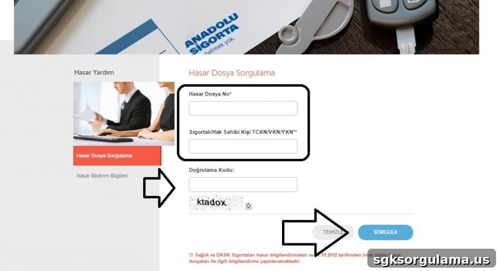 Anadolu Sigorta Claim File Inquiry